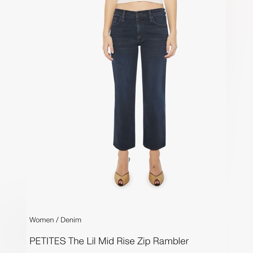 Mother - Lil Petites Mid Rise Crop Black/Dark Blue Jeans